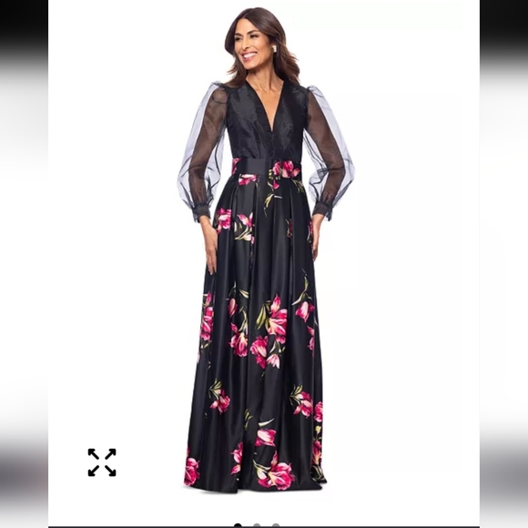 Betsy & Adam Dresses & Skirts - $289 Betsy & Adam Women Organza-Sleeve Floral Belted Gown Sz 4 Old Money